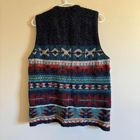 Aztec Sweater Vest Womens Size L /XL Multicolor Button Up Wool Blend - Picture 6 of 7